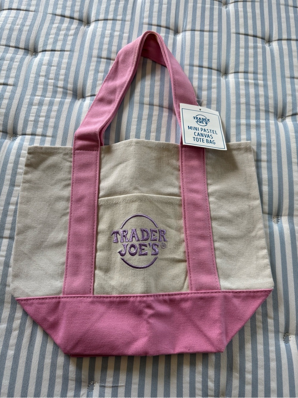 Pink-Trim Canvas Tote Bag